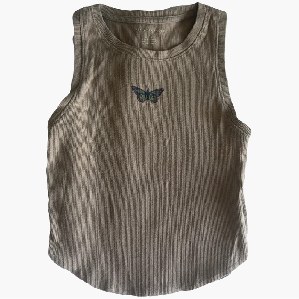 American Eagle Tank Top brown with butterfly.